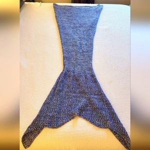 Mermaid Tail Leg Blanket Handmade Blue Adult Knit